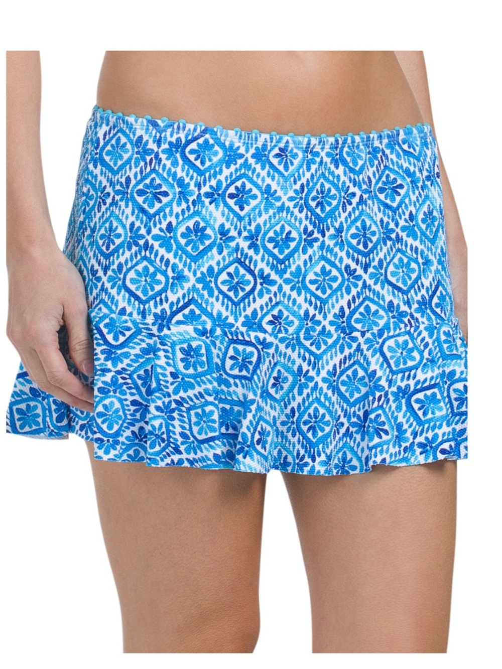 Tommy Bahama Blue Tile-Print Swim Skirt